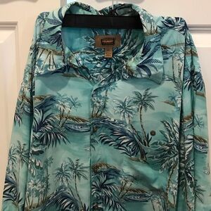 The Foundry Supply Co. Men's Palm Print Aqua Shirt